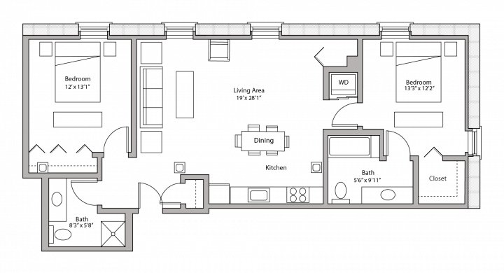 2 Bedrooms 2 Bathrooms Apartment for rent at Tobacco Lofts in Madison, WI