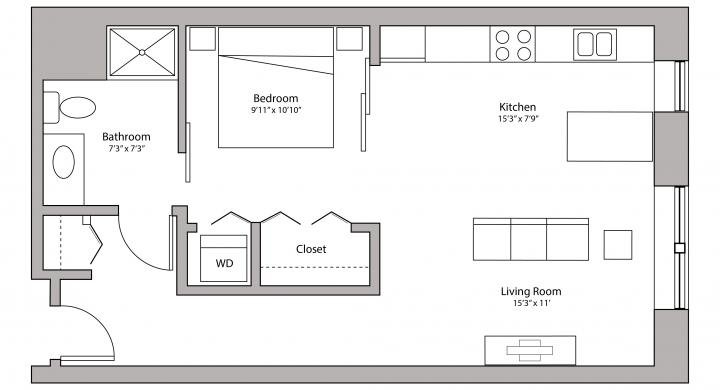 1 Bedroom 1 Bathroom Apartment for rent at Capitol Hill in Madison, WI