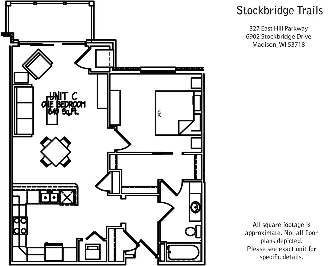 1 Bedroom 1 Bathroom Apartment for rent at Stockbridge Trails in Madison, WI