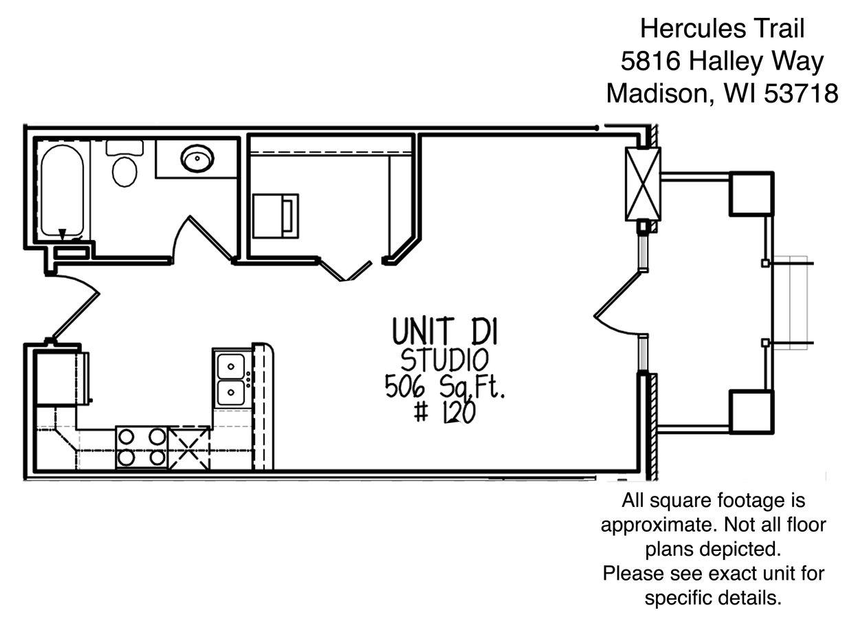 Studio 1 Bathroom Apartment for rent at Hercules Trail in Madison, WI