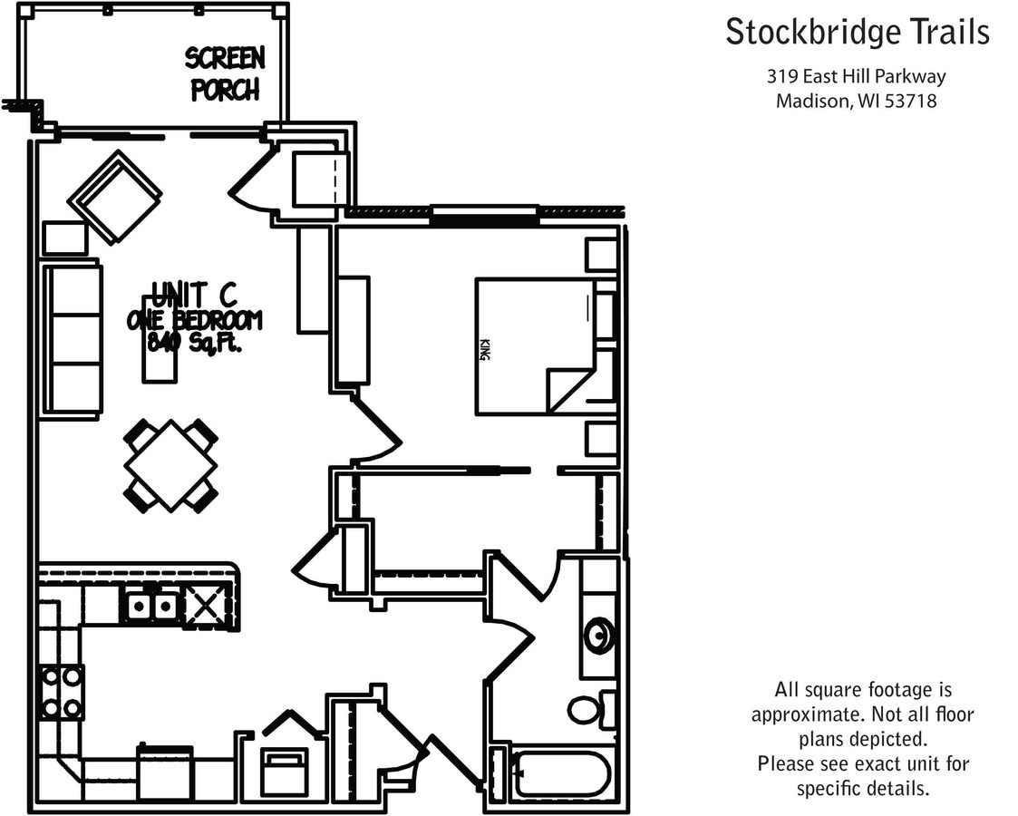 1 Bedroom 1 Bathroom Apartment for rent at Stockbridge Trails in Madison, WI