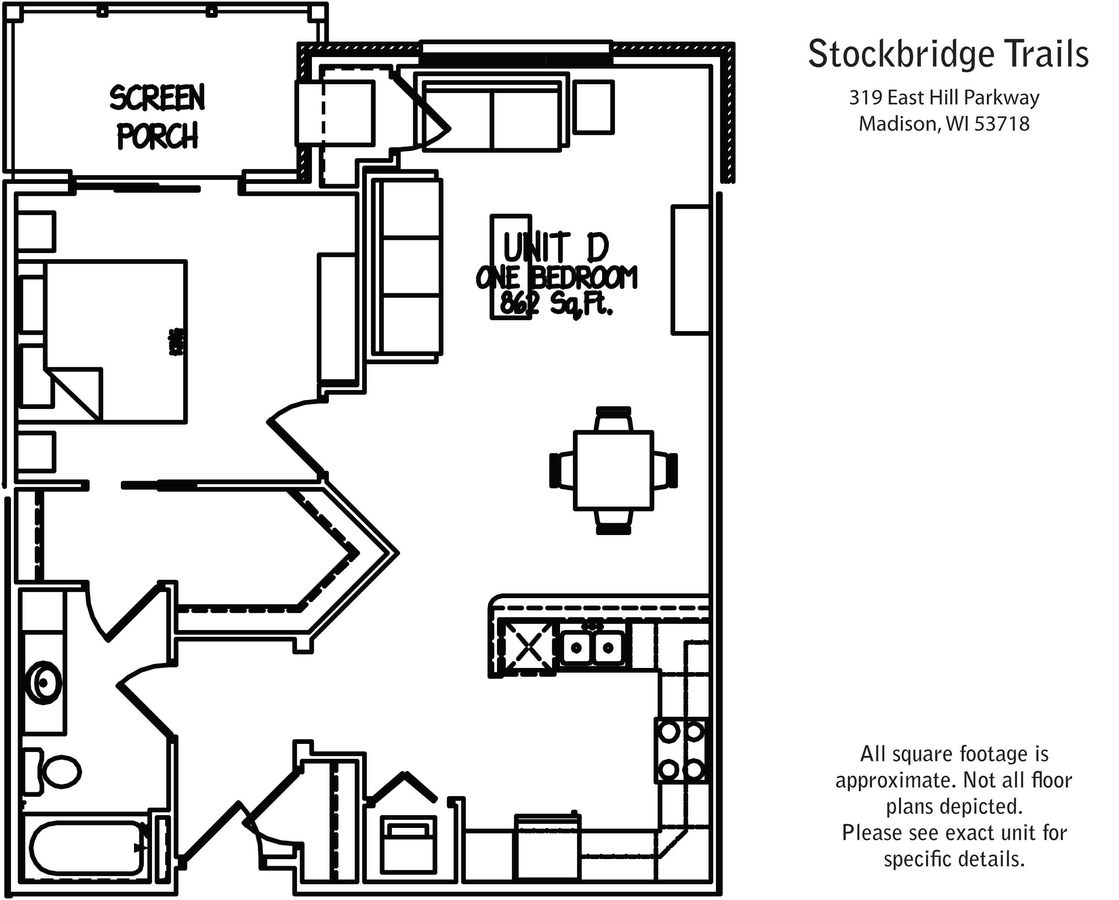 1 Bedroom 1 Bathroom Apartment for rent at Stockbridge Trails in Madison, WI
