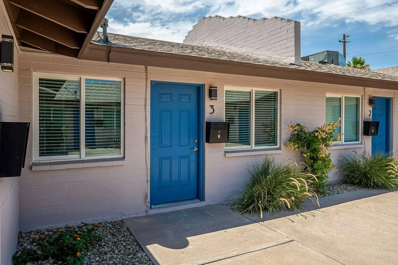 Building exterior at Rovey Apartments.