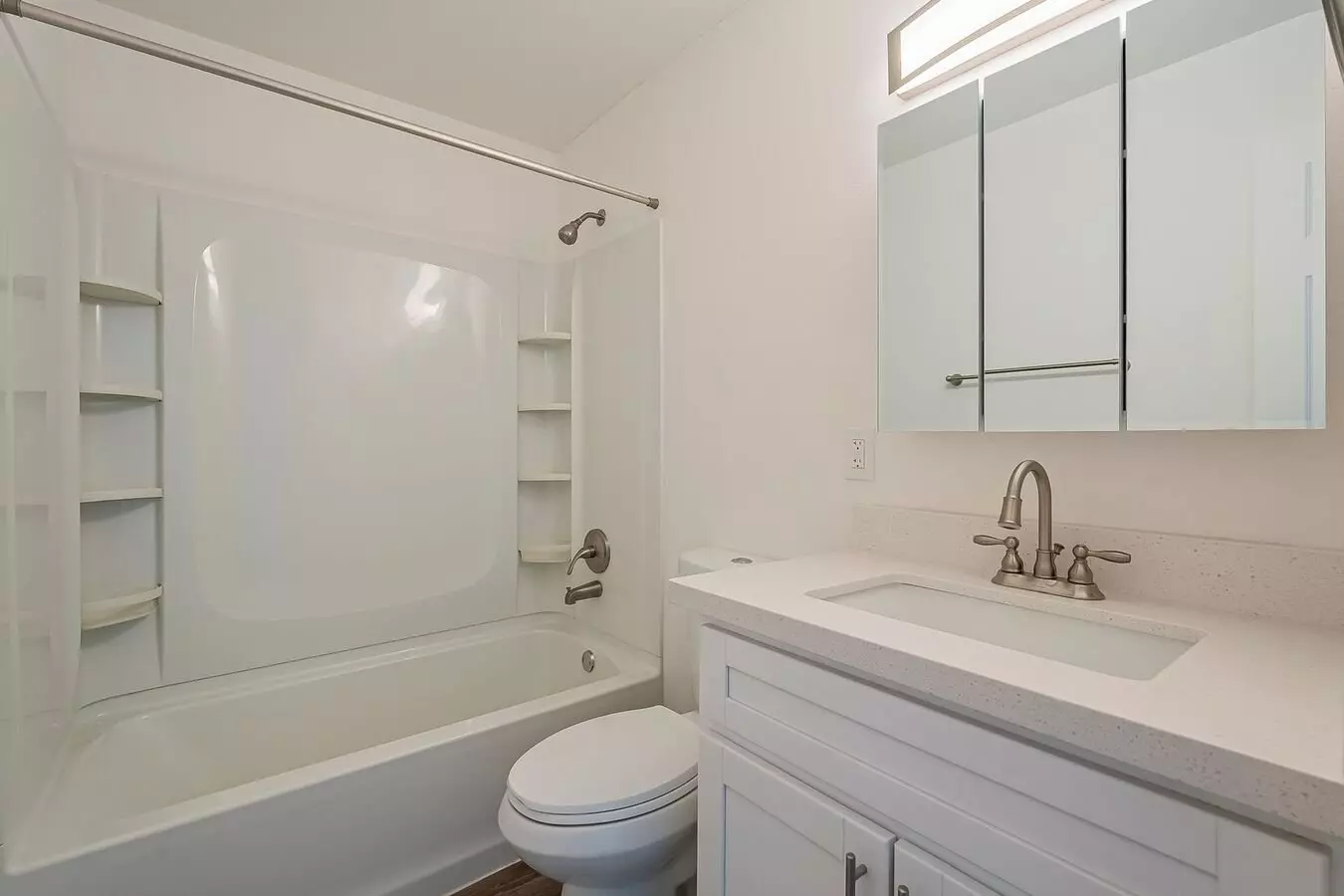 Apartment bathroom — representative home at Rovey Apartments.