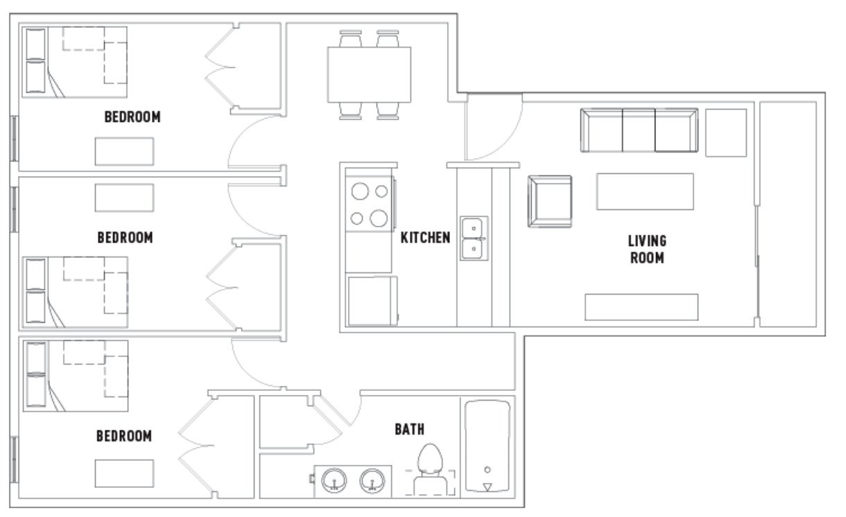 3 Bedrooms 1 Bathroom Apartment for rent at 309 E. Daniel in Champaign, IL