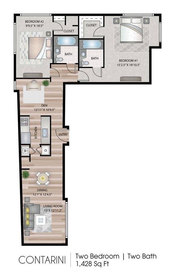 2 Bedrooms 2 Bathrooms Apartment for rent at Apex Manayunk in Philadelphia, PA