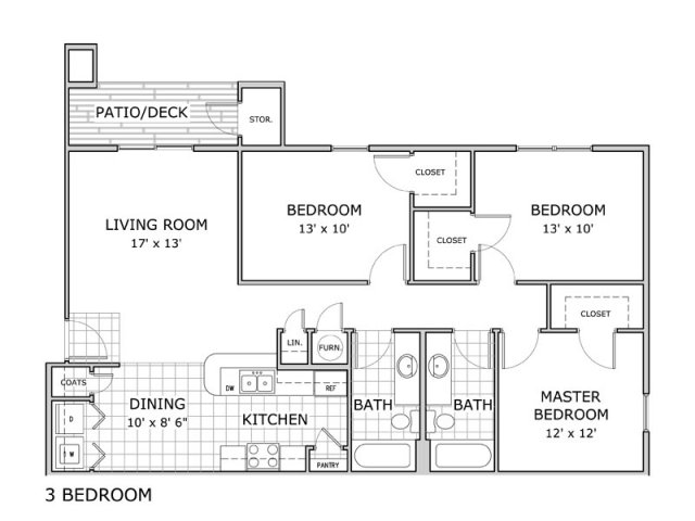 3 Bedrooms 2 Bathrooms Apartment for rent at Hawthorn Suites Apartments in Springfield, MO
