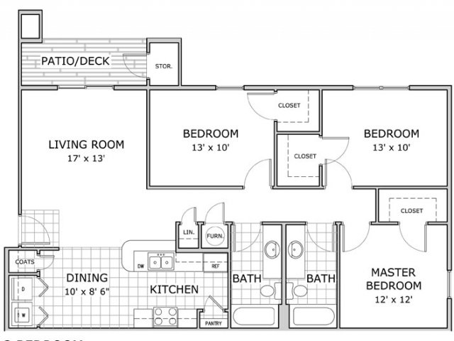 3 Bedrooms 2 Bathrooms Apartment for rent at Hawthorn Suites Apartments in Springfield, MO