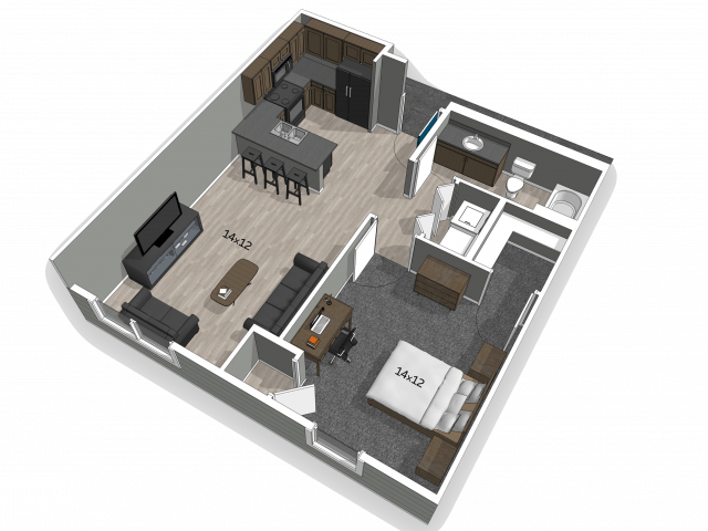 1 Bedroom 1 Bathroom Apartment for rent at The Falcon in Springfield, MO