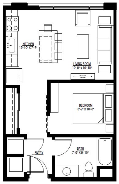 Studio 1 Bathroom Apartment for rent at University Row in Madison, WI
