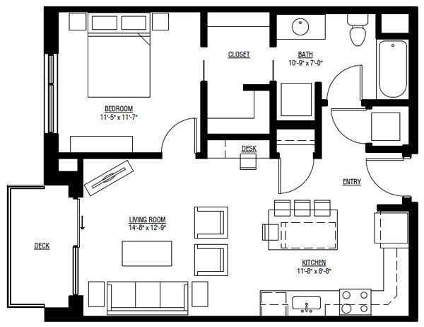1 Bedroom 1 Bathroom Apartment for rent at University Row in Madison, WI