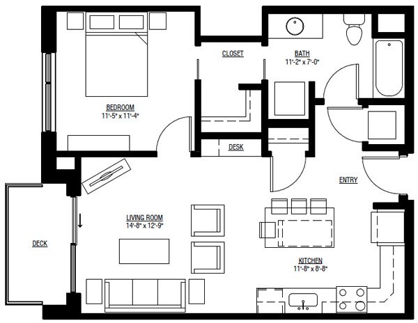 1 Bedroom 1 Bathroom Apartment for rent at University Row in Madison, WI