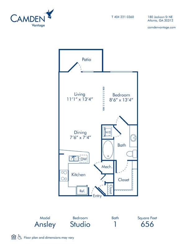 1 Bedroom 1 Bathroom Apartment for rent at Camden Vantage in Atlanta, GA