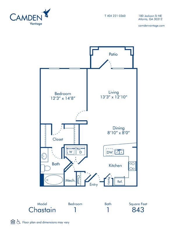 1 Bedroom 1 Bathroom Apartment for rent at Camden Vantage in Atlanta, GA