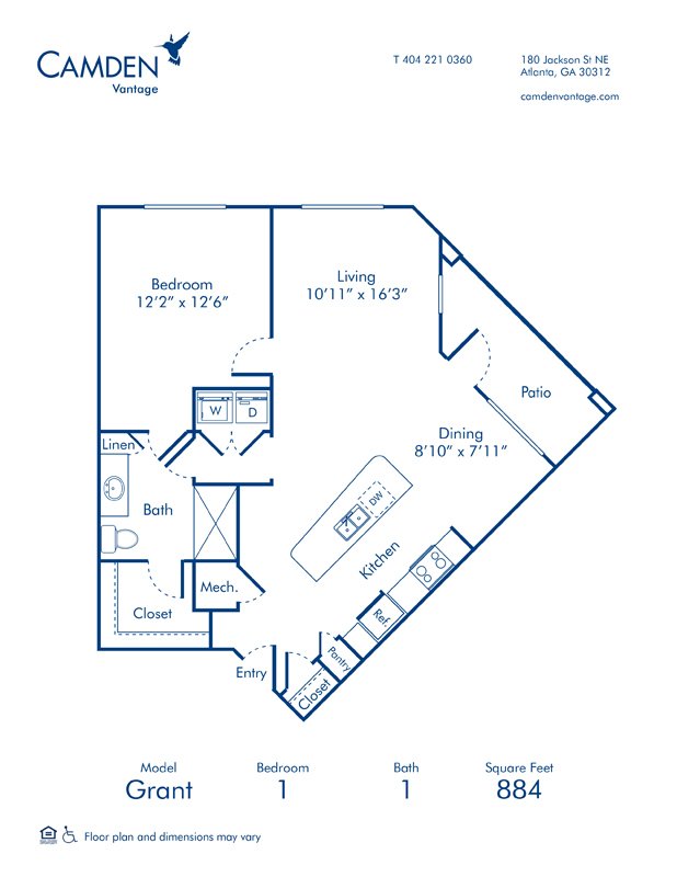 1 Bedroom 1 Bathroom Apartment for rent at Camden Vantage in Atlanta, GA