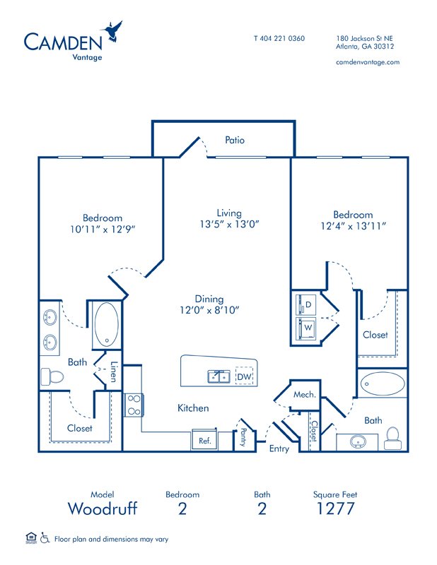 2 Bedrooms 2 Bathrooms Apartment for rent at Camden Vantage in Atlanta, GA