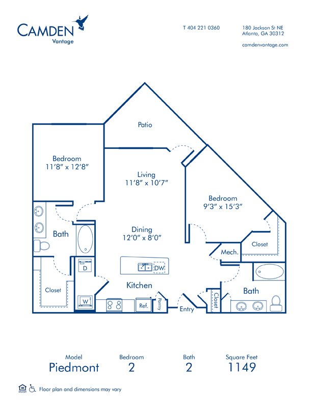 2 Bedrooms 2 Bathrooms Apartment for rent at Camden Vantage in Atlanta, GA