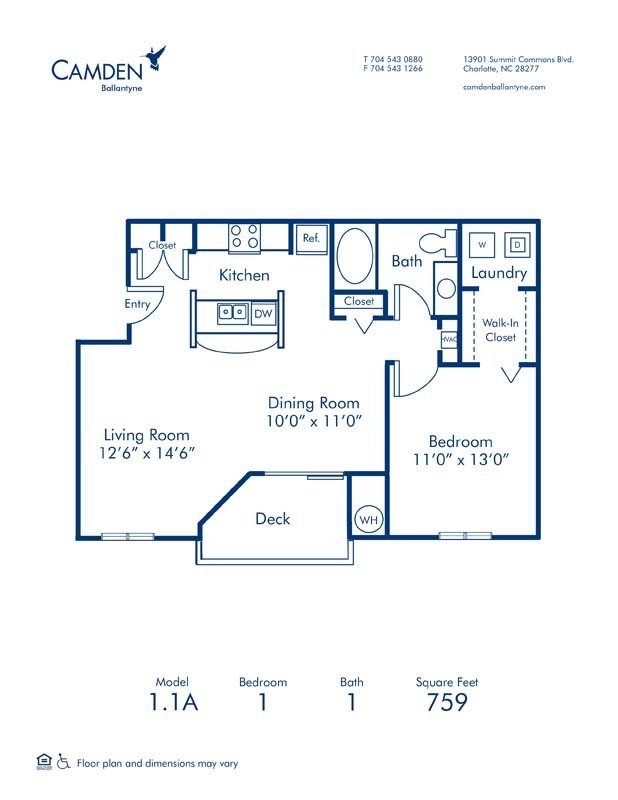 1 Bedroom 1 Bathroom Apartment for rent at Camden Ballantyne in Charlotte, NC