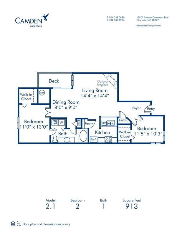 2 Bedrooms 1 Bathroom Apartment for rent at Camden Ballantyne in Charlotte, NC