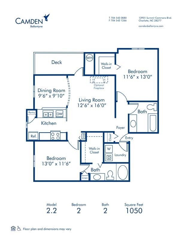 2 Bedrooms 2 Bathrooms Apartment for rent at Camden Ballantyne in Charlotte, NC