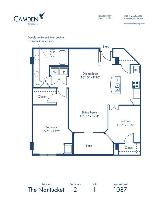 2 Bedrooms 1 Bathroom Apartment for rent at Camden Grandview in Charlotte, NC