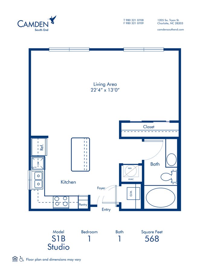 Studio 1 Bathroom Apartment for rent at Camden South End in Charlotte, NC