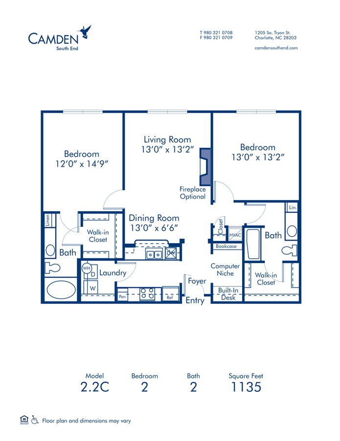 2 Bedrooms 2 Bathrooms Apartment for rent at Camden South End in Charlotte, NC