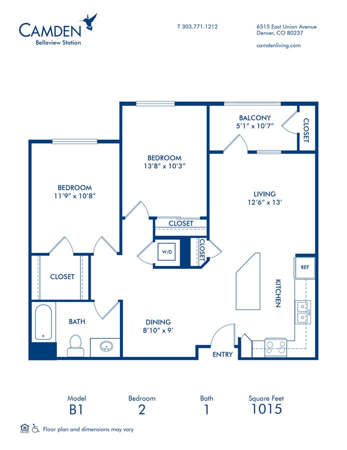 2 Bedrooms 1 Bathroom Apartment for rent at Camden Belleview Station in Denver, CO