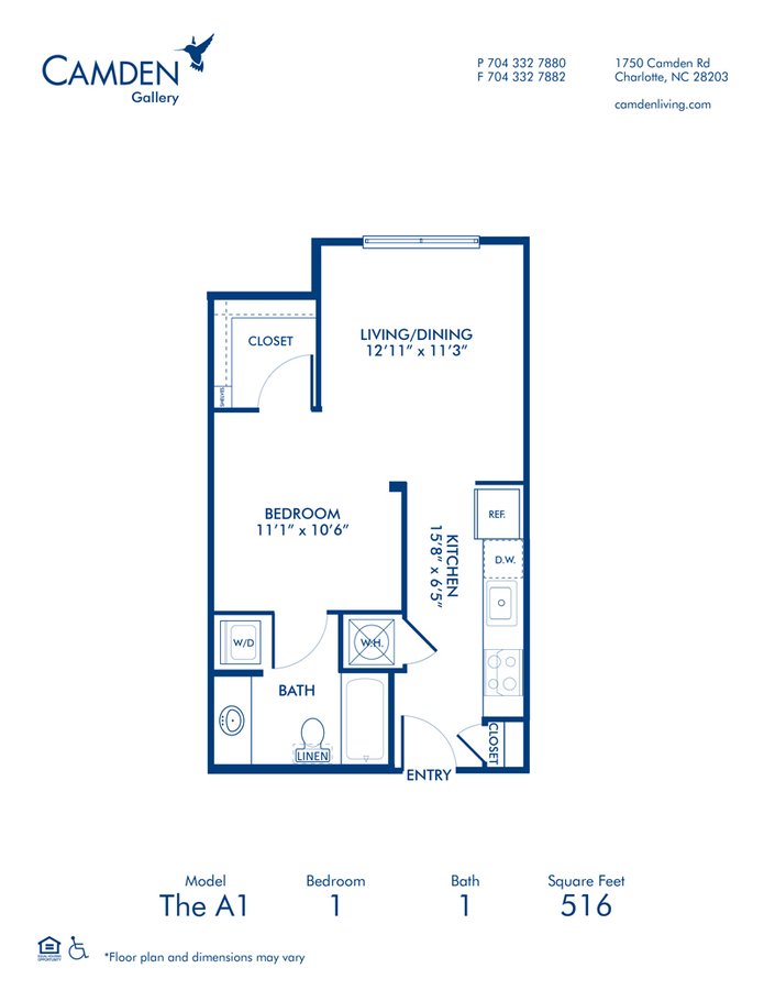 Studio 1 Bathroom Apartment for rent at Camden Gallery in Charlotte, NC
