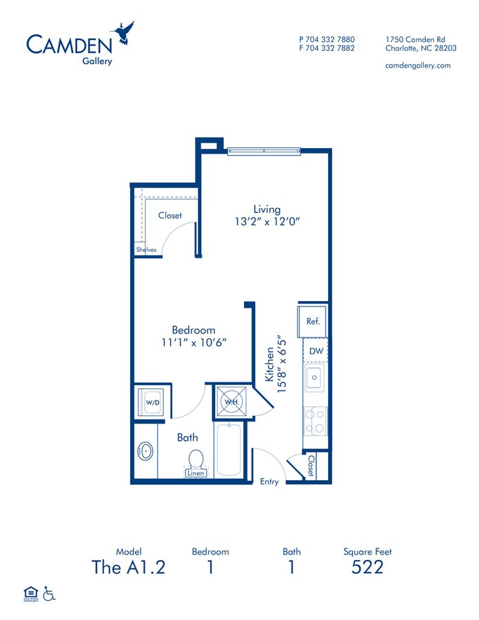Studio 1 Bathroom Apartment for rent at Camden Gallery in Charlotte, NC