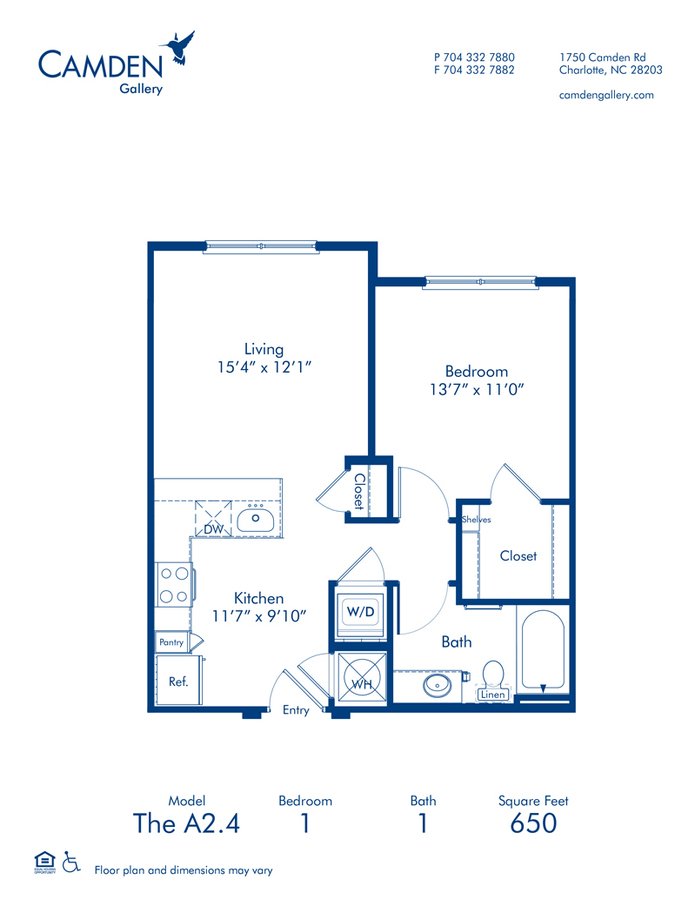 1 Bedroom 1 Bathroom Apartment for rent at Camden Gallery in Charlotte, NC