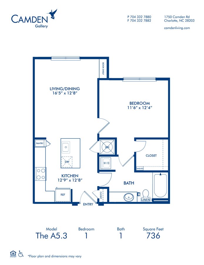 1 Bedroom 1 Bathroom Apartment for rent at Camden Gallery in Charlotte, NC