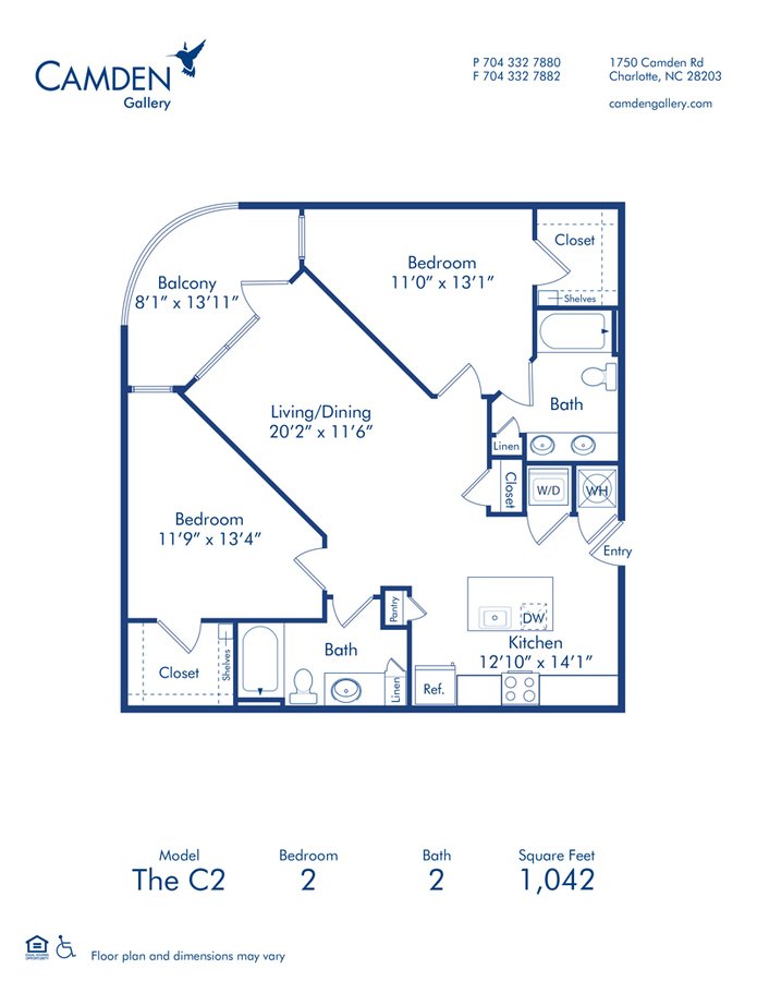 2 Bedrooms 2 Bathrooms Apartment for rent at Camden Gallery in Charlotte, NC