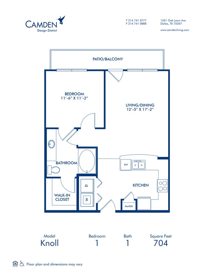 1 Bedroom 1 Bathroom Apartment for rent at Camden Design District in Dallas, TX