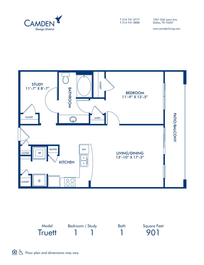 1 Bedroom 1 Bathroom Apartment for rent at Camden Design District in Dallas, TX