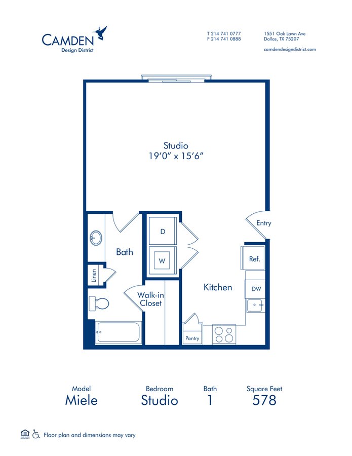 Studio 1 Bathroom Apartment for rent at Camden Design District in Dallas, TX