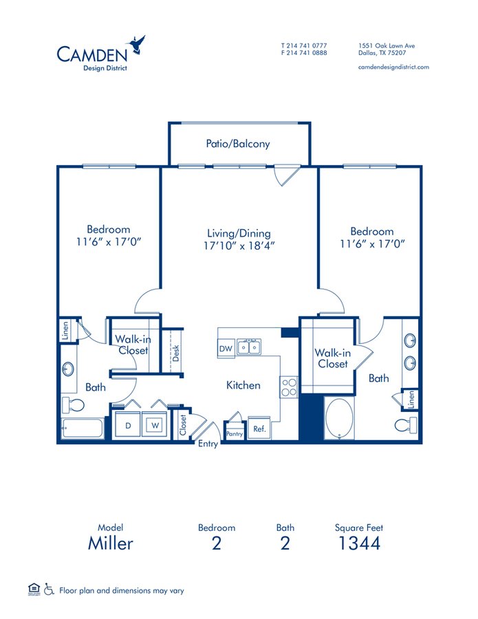 2 Bedrooms 2 Bathrooms Apartment for rent at Camden Design District in Dallas, TX