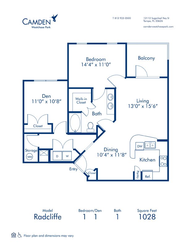 1 Bedroom 1 Bathroom Apartment for rent at Camden Westchase Park in Tampa, FL