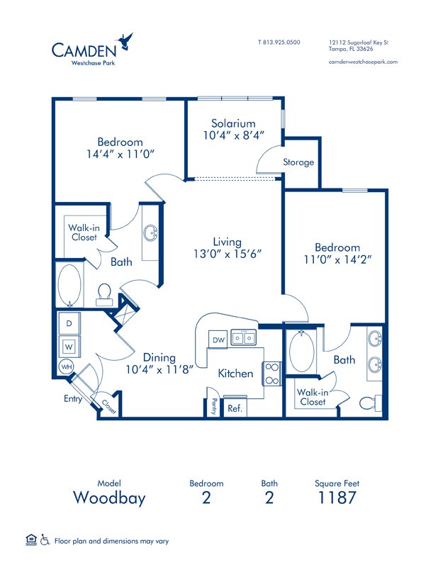 2 Bedrooms 2 Bathrooms Apartment for rent at Camden Westchase Park in Tampa, FL