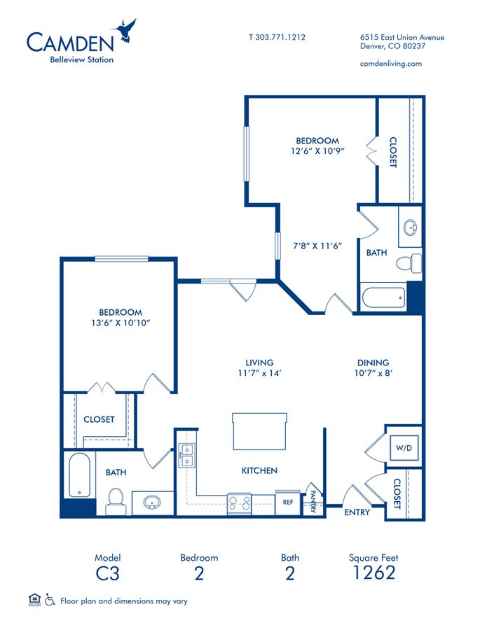 2 Bedrooms 2 Bathrooms Apartment for rent at Camden Belleview Station in Denver, CO