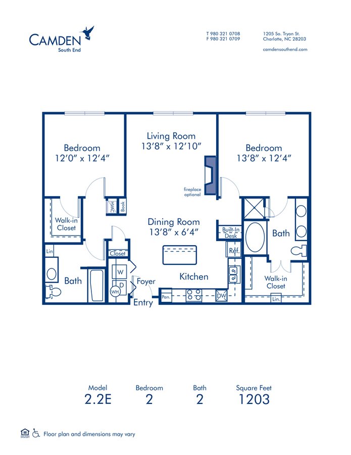 2 Bedrooms 2 Bathrooms Apartment for rent at Camden South End in Charlotte, NC