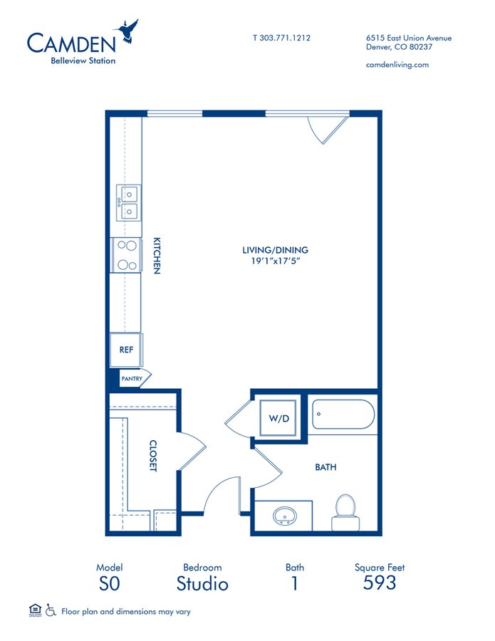 Studio 1 Bathroom Apartment for rent at Camden Belleview Station in Denver, CO