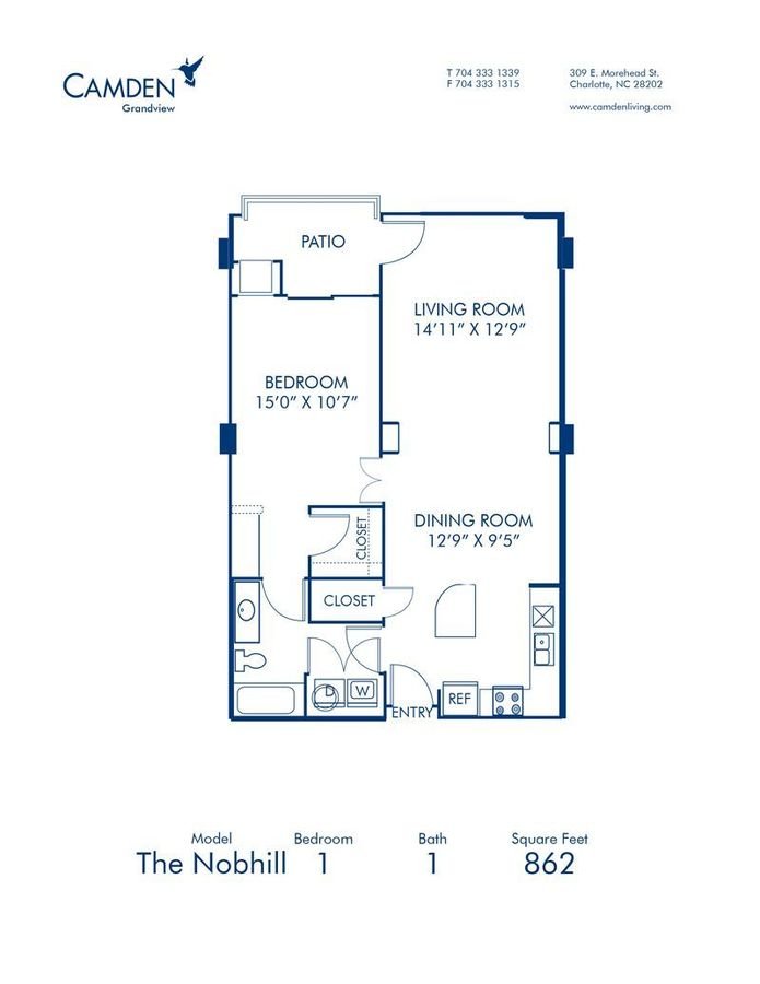 1 Bedroom 1 Bathroom Apartment for rent at Camden Grandview in Charlotte, NC