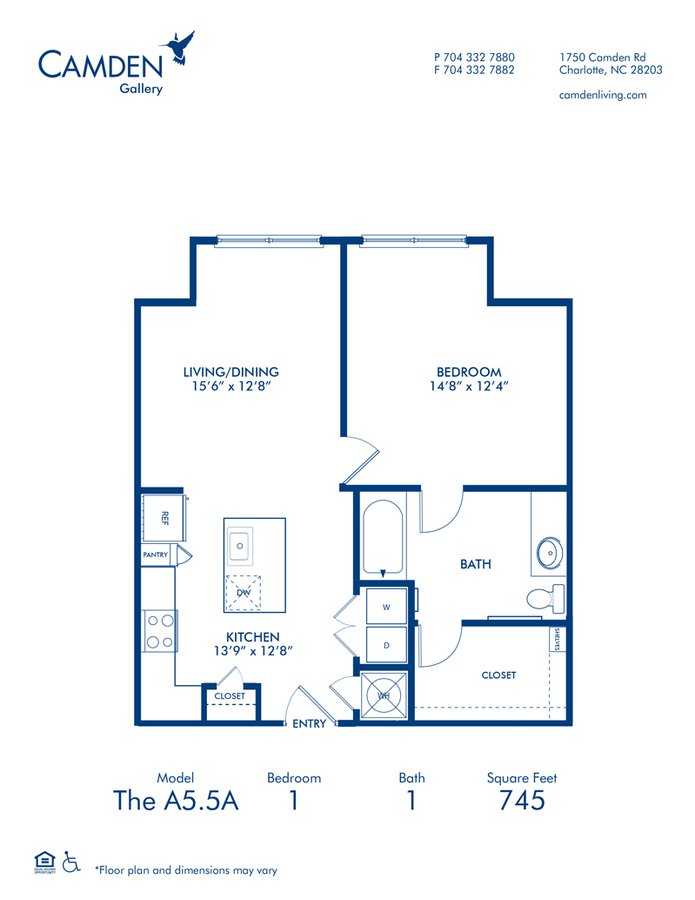 1 Bedroom 1 Bathroom Apartment for rent at Camden Gallery in Charlotte, NC