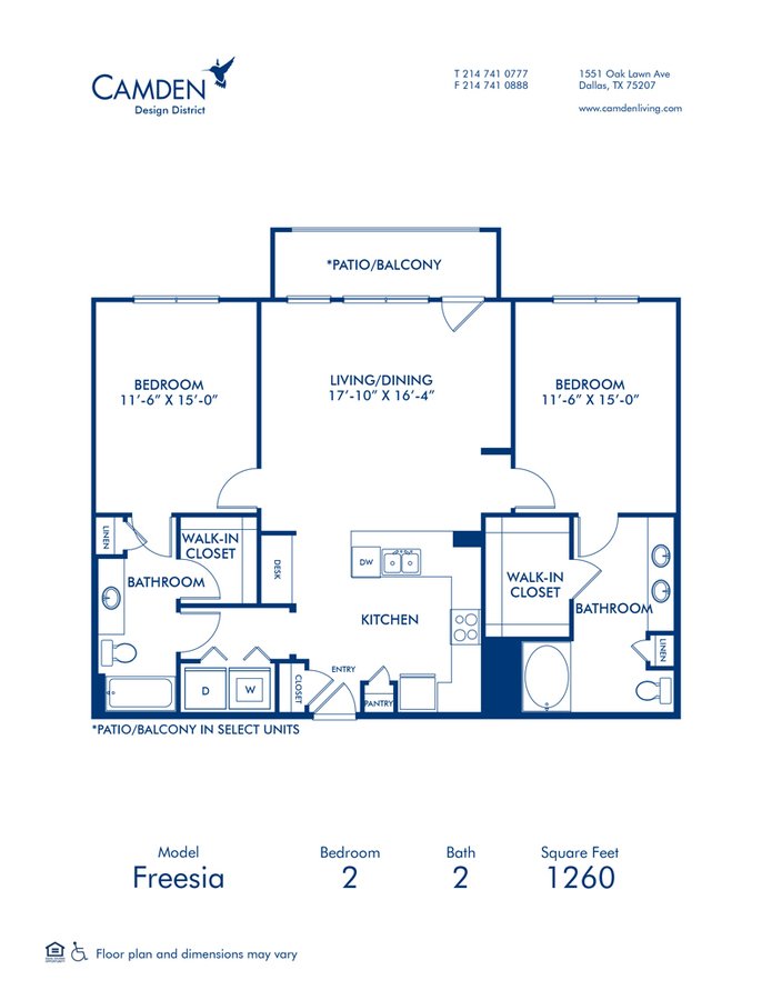2 Bedrooms 2 Bathrooms Apartment for rent at Camden Design District in Dallas, TX
