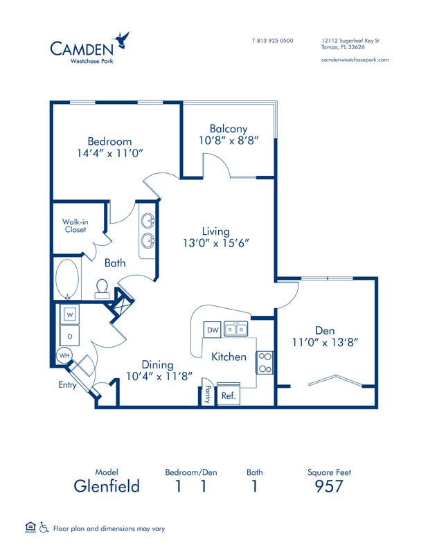 1 Bedroom 1 Bathroom Apartment for rent at Camden Westchase Park in Tampa, FL