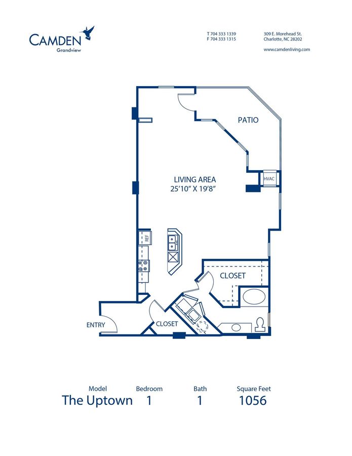 Studio 1 Bathroom Apartment for rent at Camden Grandview in Charlotte, NC