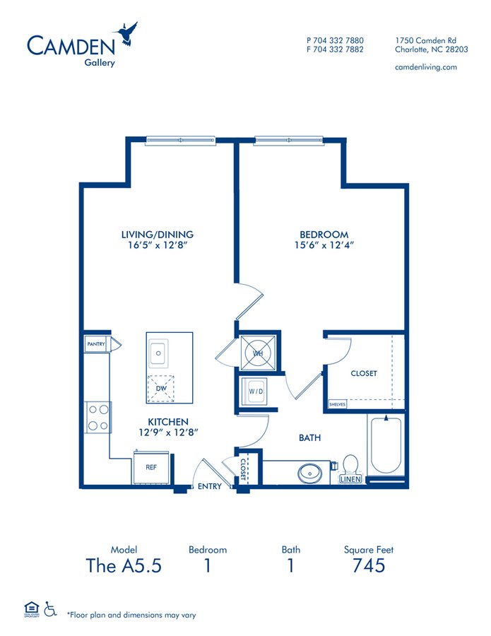 1 Bedroom 1 Bathroom Apartment for rent at Camden Gallery in Charlotte, NC