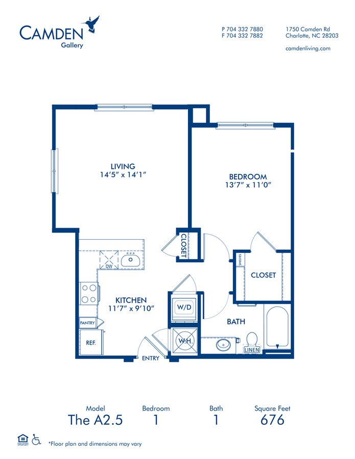 1 Bedroom 1 Bathroom Apartment for rent at Camden Gallery in Charlotte, NC
