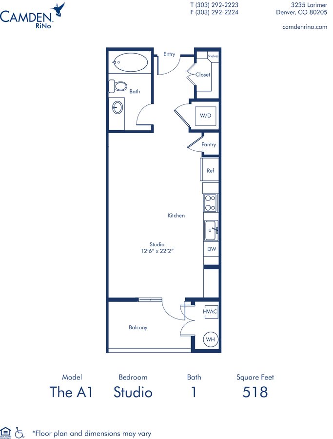 Studio 1 Bathroom Apartment for rent at Camden RiNo in Denver, CO
